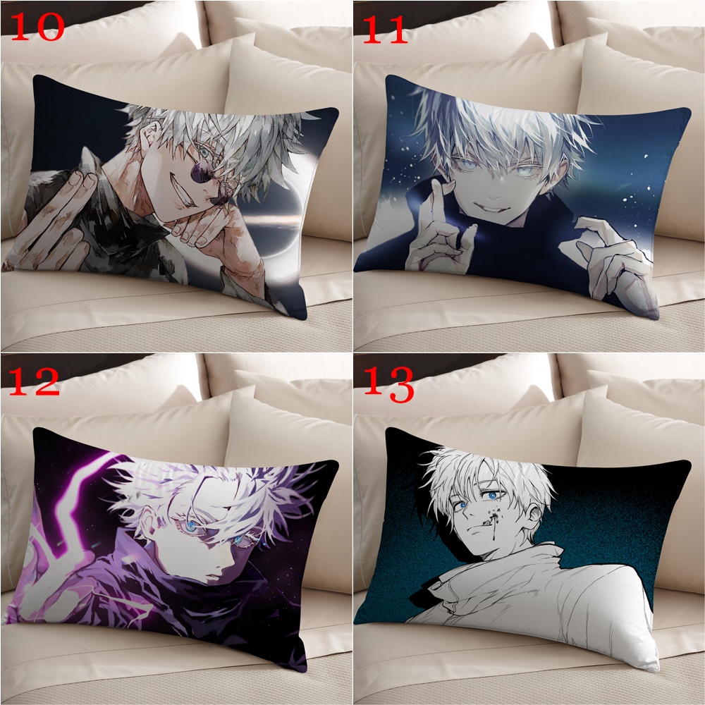 Satoru gojo Vỏ Gối polyester Hình Chữ Nhật In Hình anime jujutsu kaisen Một Mặt Trang Trí Nhà Cửa