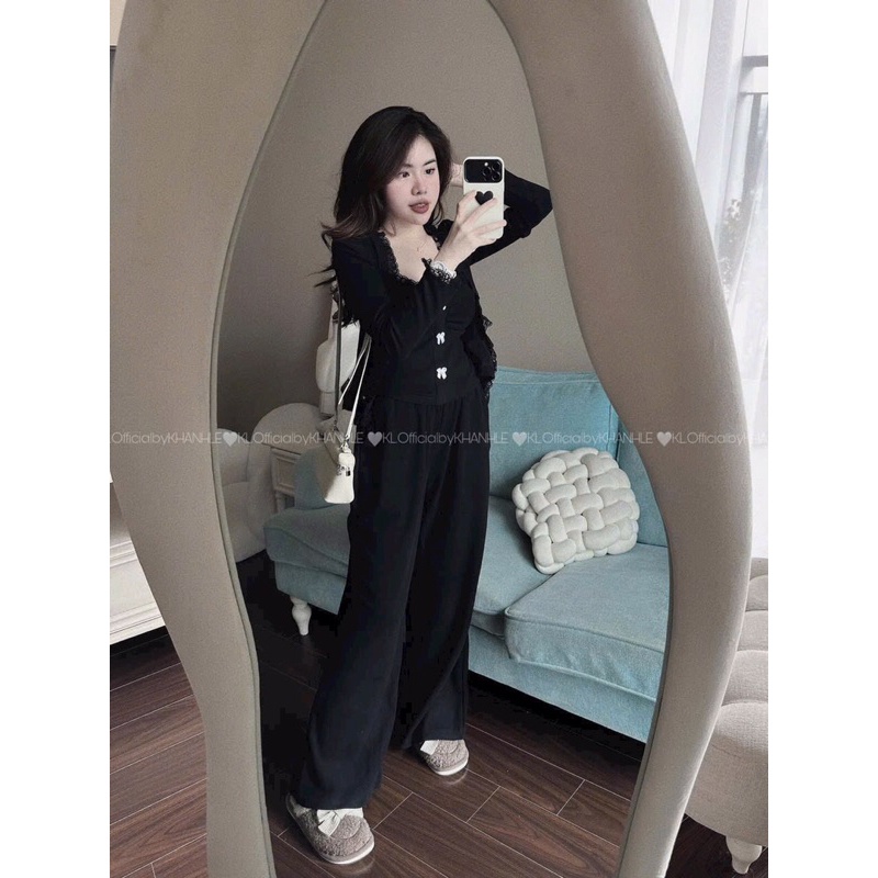 Set áo len 3 món gốm áo candigan len, áo dây, quần xuông