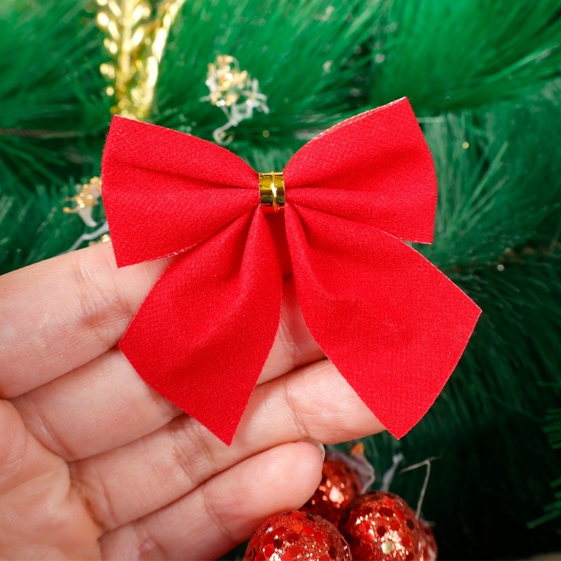 Set 12 Nơ Màu Vàng / Bạc Trang Trí Cây Thông Noel / Giáng Sinh