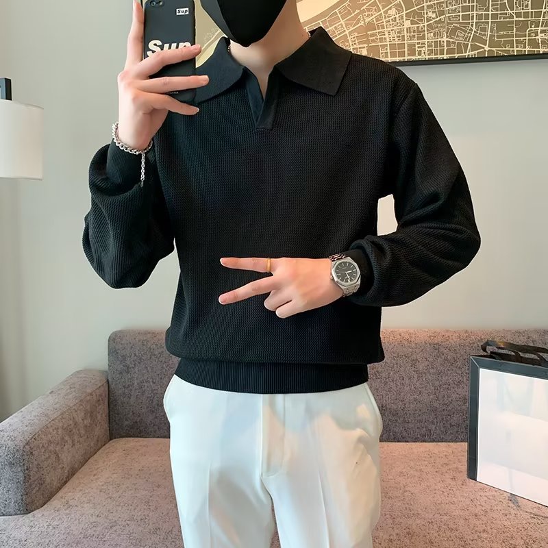 Áo Len Dài Tay Cổ v Thời Trang Nam Tính Mới