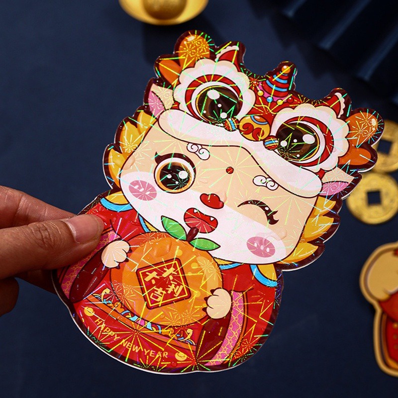 2024 cny Túi Đựng Tiền May Mắn Màu Đỏ Rồng Hoạt Hình angpao Quà Tặng