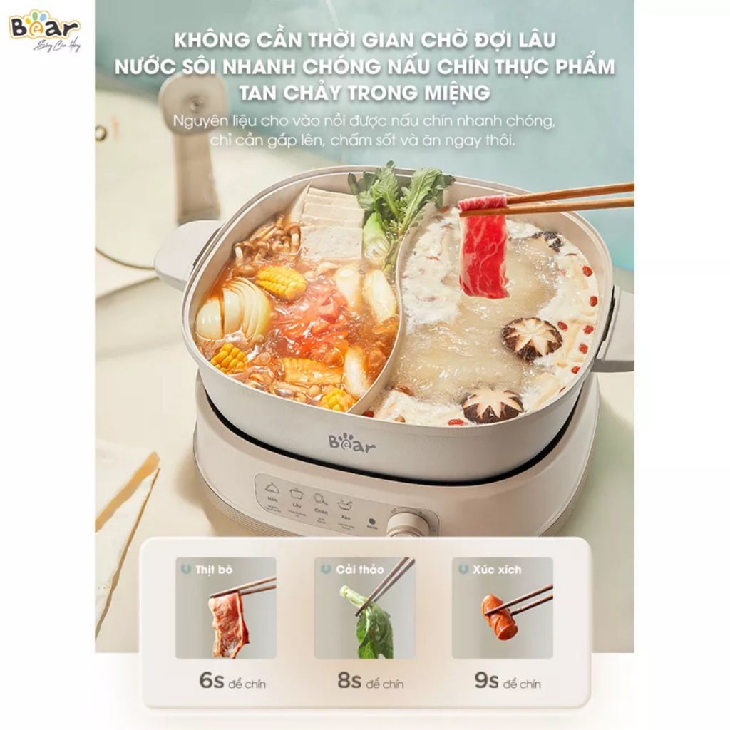 Nồi Lẩu 2 Ngăn BEAR-SB NL60U ⚡ CHÍNH HÃNG ⚡ Nồi lẩu đa năngTiện Lợi Cho Mọi Gia Đình - Bảo Hành 12 Tháng