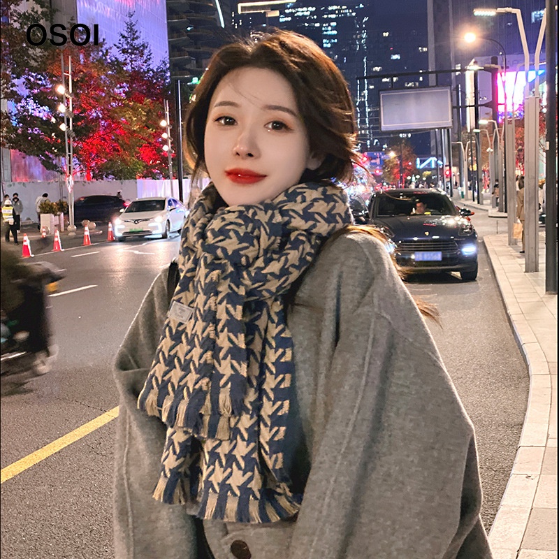 OSOI Khăn len quàng cổ trơn nam nữ dày dặn ấm áp mềm mịn và không xù lông WSP23B00NZ 44Z231101