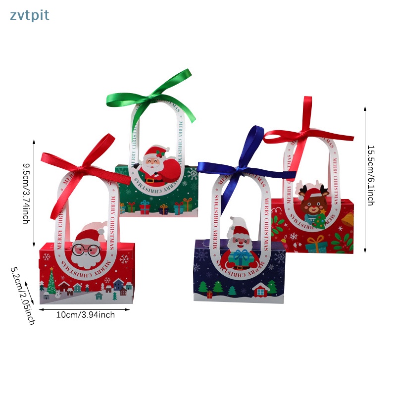 Zvt Hộp Đựng Quà Giáng Sinh / Bánh Quy / Kẹo / Bánh Quy Có Dây Ruy Băng Trang Trí Giáng Sinh / Năm Mới vn