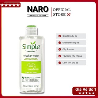 Nước Tẩy Trang SIMPLE 200ml NARO STORE [Hàng Cty]