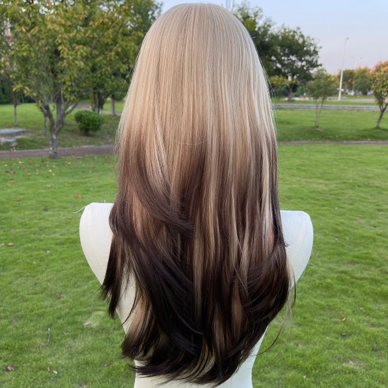 Bộ Tóc Giả Dài Nhuộm Màu Vàng Đen Phong Cách paris Âu Mỹ Cho Nữ