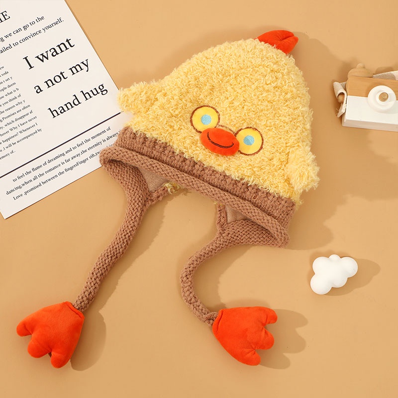 Mũ Vải Bông Giữ Ấm Tai Họa Tiết Hoạt Hình Dễ Thương Cho Bé Trai Và Gái