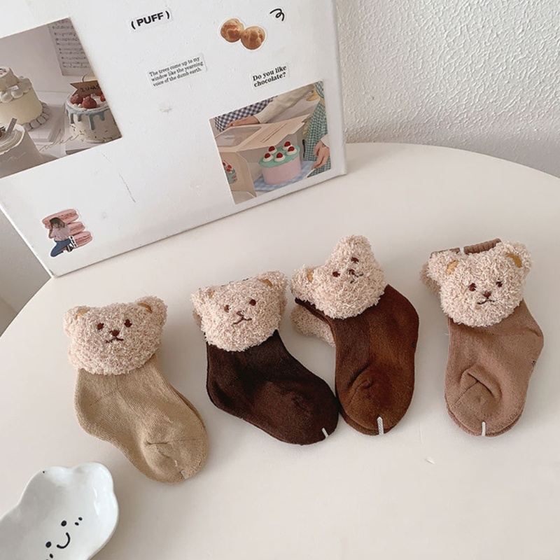 Inn Vớ Giữ Ấm Chống Trượt Dáng Rộng In Hình Gấu Hoạt Hình Dễ Thương Thời Trang Thu Đông Cho Bé 0-4 Tuổi