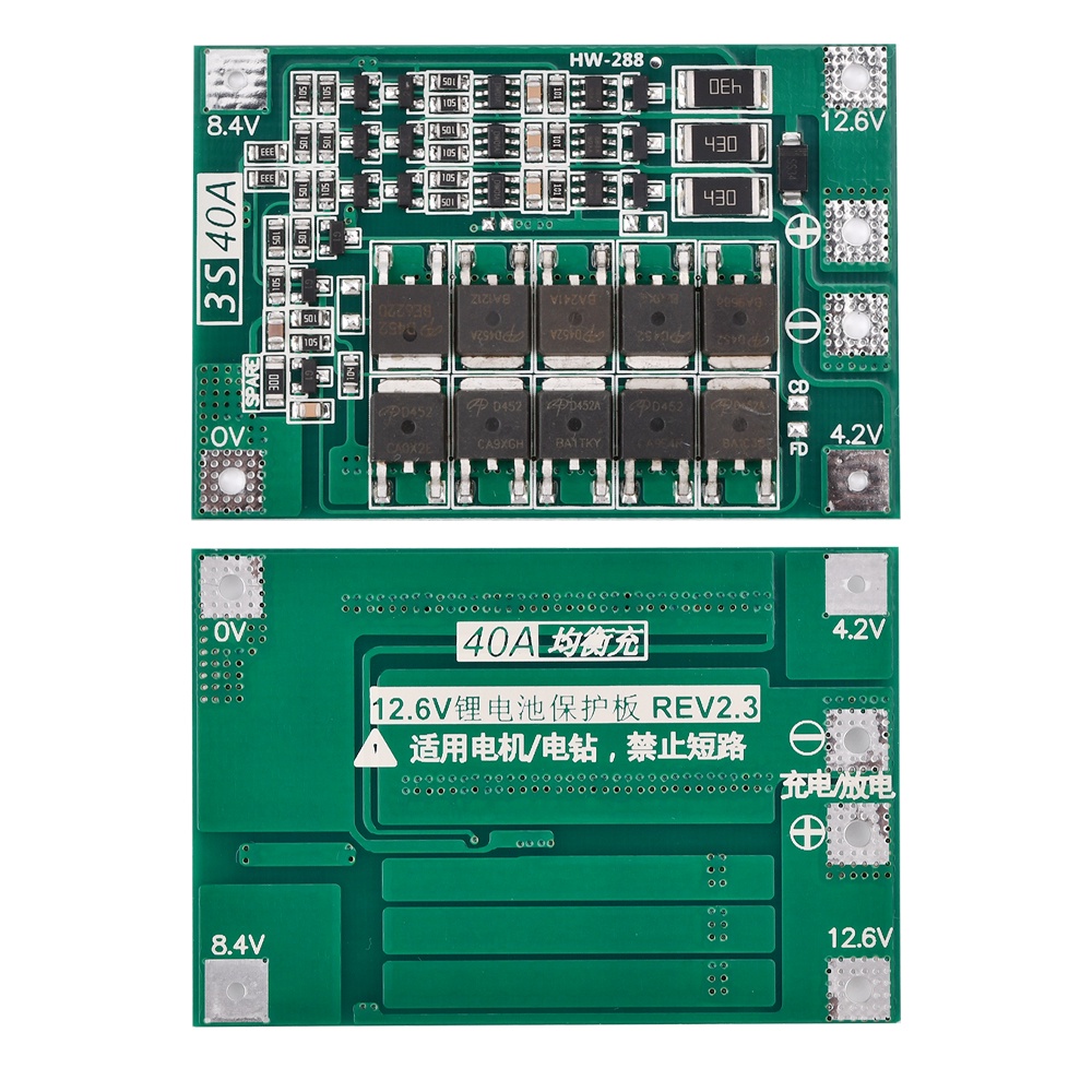ZIQQUCU Bảng Mạch Bảo Vệ Pin lithium li-ion 3s 12v 40a Có Sạc Cân Bằng