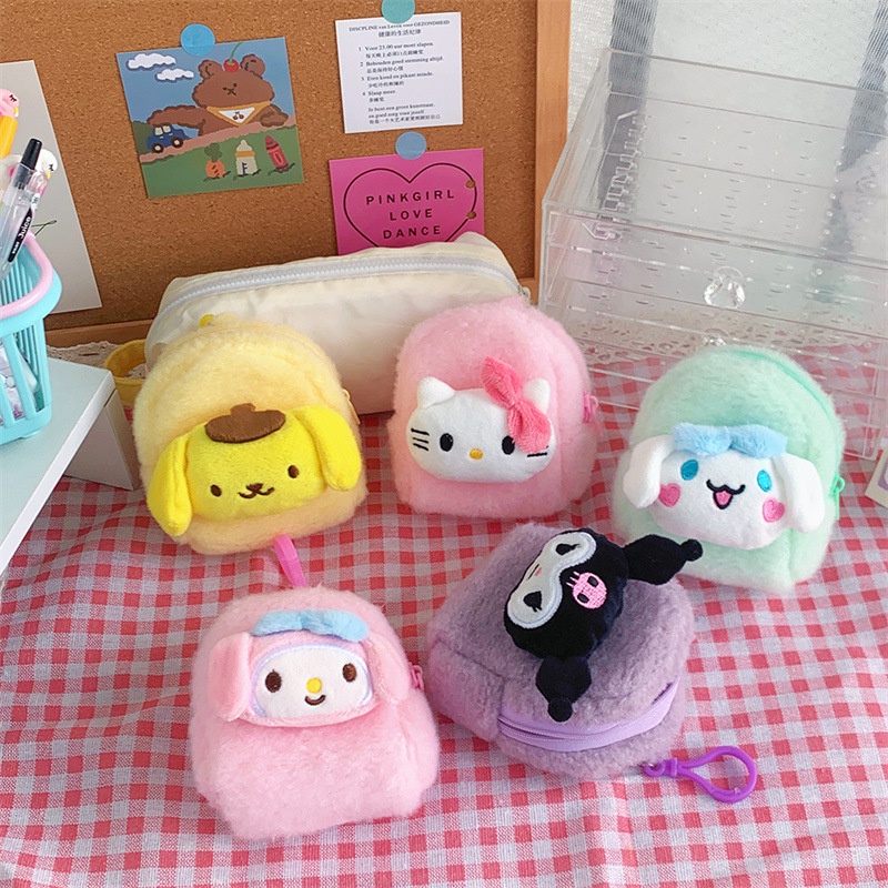 Hoạt Hình Ví Đựng Tiền Xu / Tai Nghe / Dây Cáp Hình sanrio kuromi melody Nhồi Bông Đáng Yêu