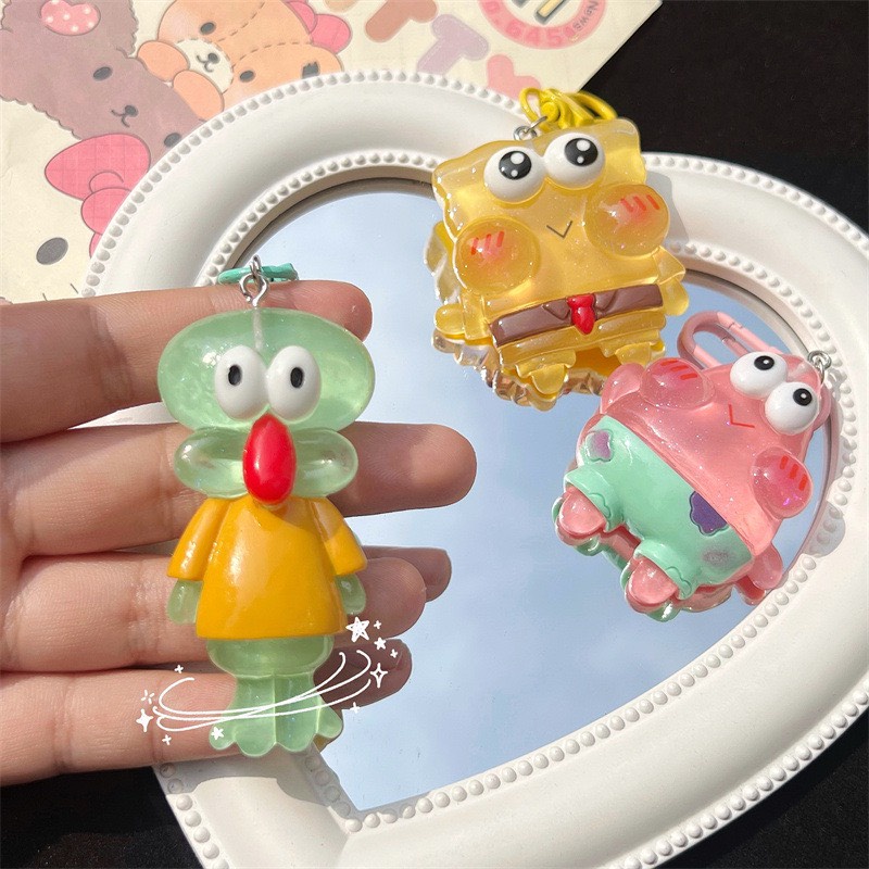 Móc Khóa Nhựa resin Hình SpongeBob SquarePants Patrick Dễ Thương Làm Quà Tặng Cho Bạn Gái / Balo