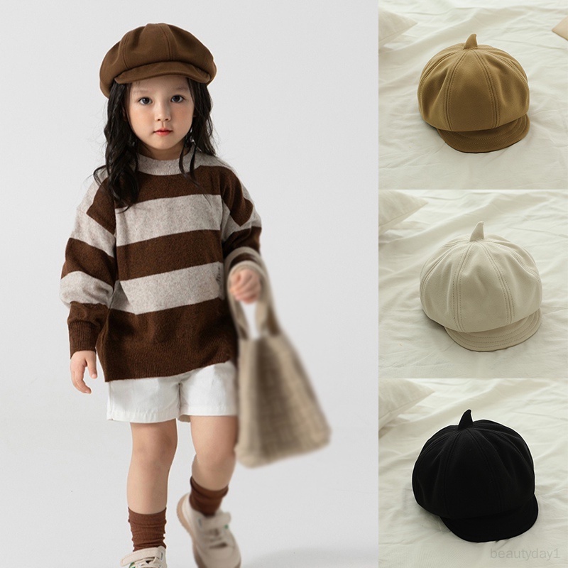 Kids Mũ Bê Rê Bằng Len Thanh Lịch Thời Trang Xuân Thu Đông Dành Cho Bé Trai Bé Gái