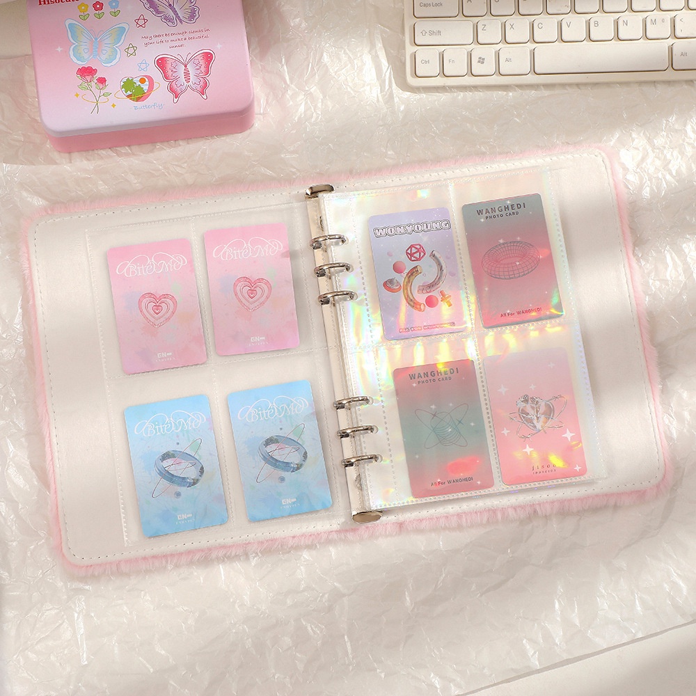 Cuốn album Ảnh Thẻ Nhỏ Bốn Ngăn Bằng Vải Bông Thêu Hình Bướm Kiểu Hàn Quốc polaroid idol