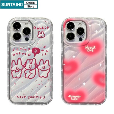 Suntaiho ốp lưng iphone dễ thương trong suốt in hình Họa Tiết Thỏ Màu gradient Ốp Điện Thoại tpu Mềm Chống Sốc Cho iphone 15 14 12 13 11 pro max ip 7 8 plus x xs xr xsmax