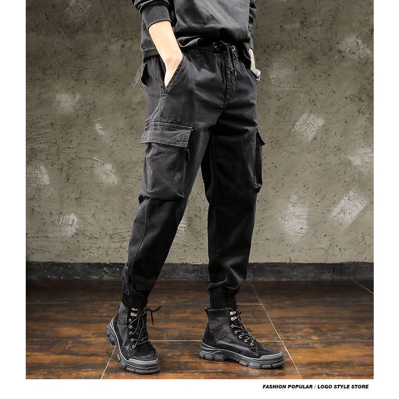 Quần Legging cotton Nguyên Chất Dáng Rộng Phong Cách Quân Đội Cho Nam