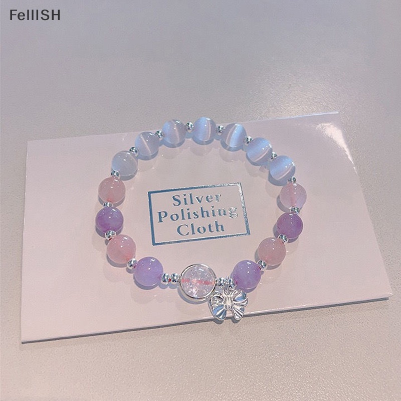 Vòng Đeo Tay Co Giãn Đính Hạt Pha Lê Và Nơ Ánh Trăng Thời Trang Cho Nữ 439br