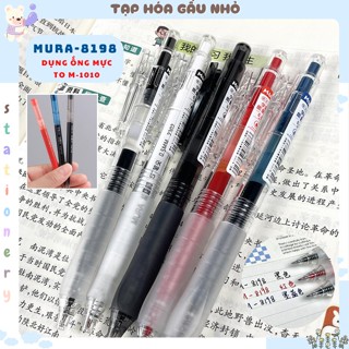  Bút gel Mura M-8198 thiết kế basic mực xanh đỏ đen ống mực to  taphoagaunho  