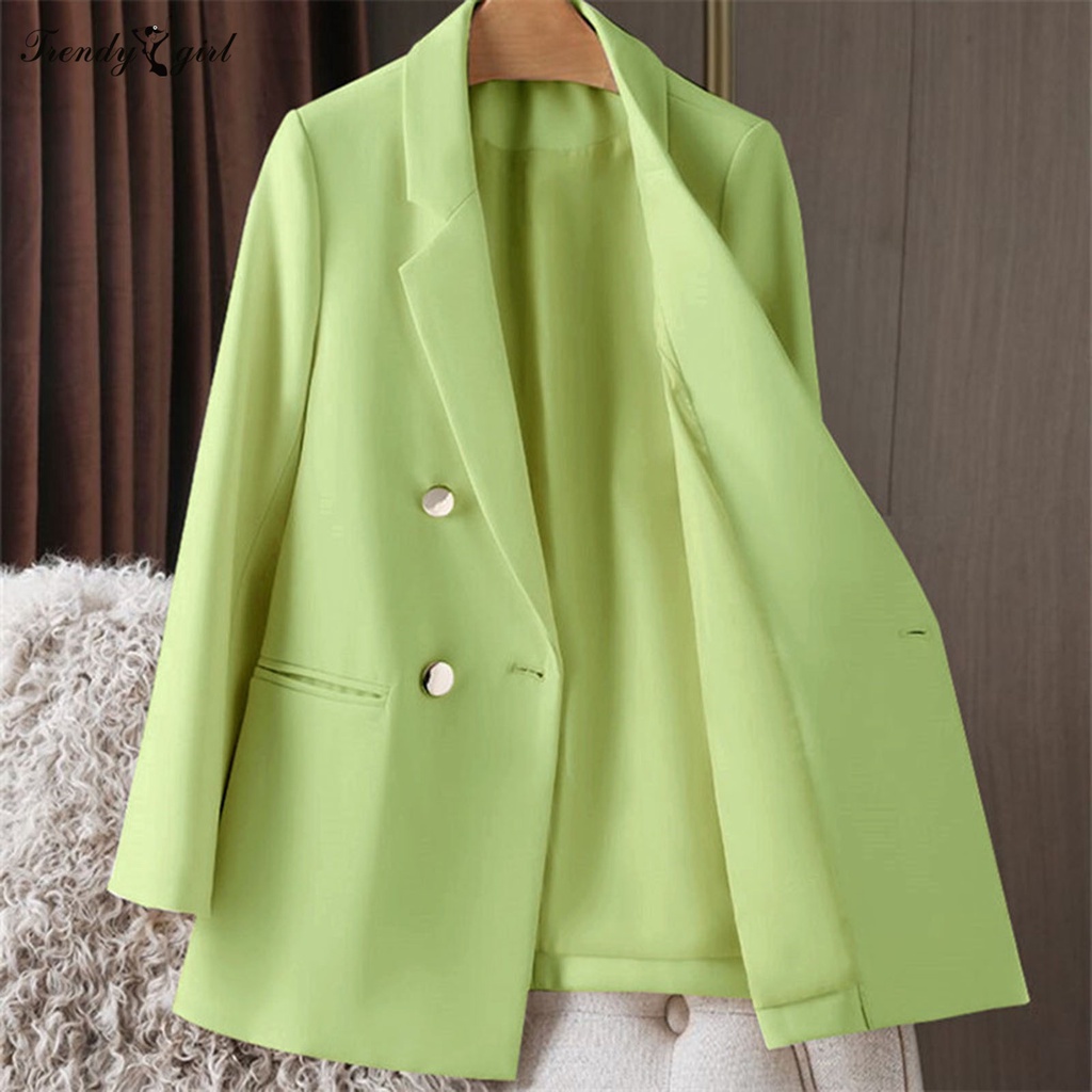 Áo Khoác blazer Hai Túi Tay Dài Màu Sắc Thời Trang Dành Cho Nữ