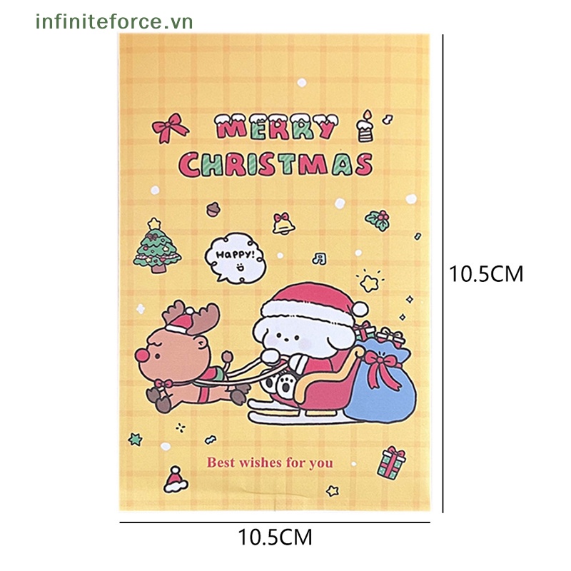 Set 10 Túi Giấy Đựng Kẹo / Quà Giáng Sinh diy Họa Tiết Hoạt Hình Dễ Thương