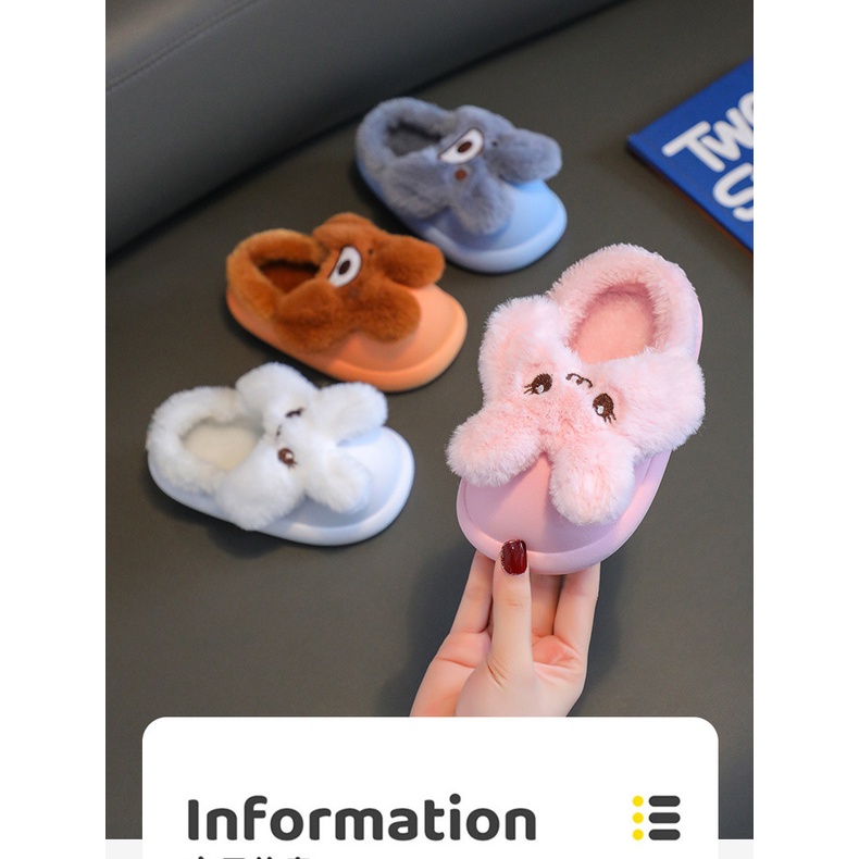 Dép Bông cotton Đi Trong Nhà Chống Trượt Giữ Ấm Mùa Thu Đông Cho Bé Gái