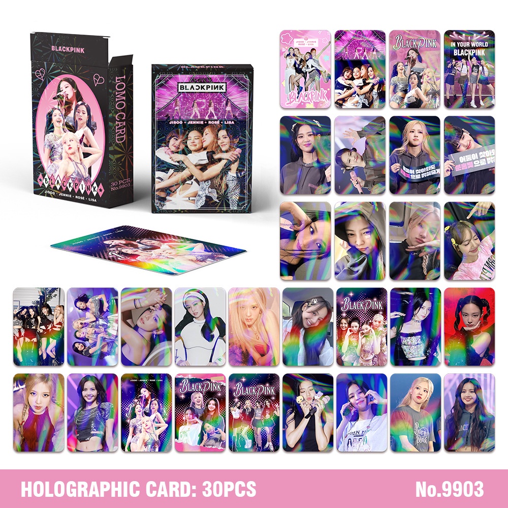 BLACKPINK LISA JISOO JENNIE ROSE Holographic Lomo Card Double-sided Color Printing Laser Photocard