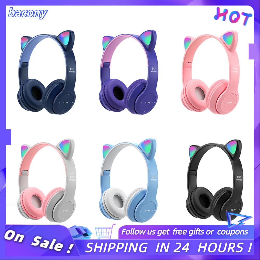 Bacony Headset Cute  Shape HiFi  Quality Luminous Stereo  Headphones for Home School Office