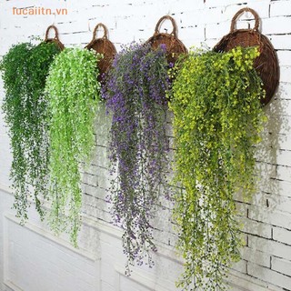 Chậu hoa mây giả treo tường trang trí nội thất