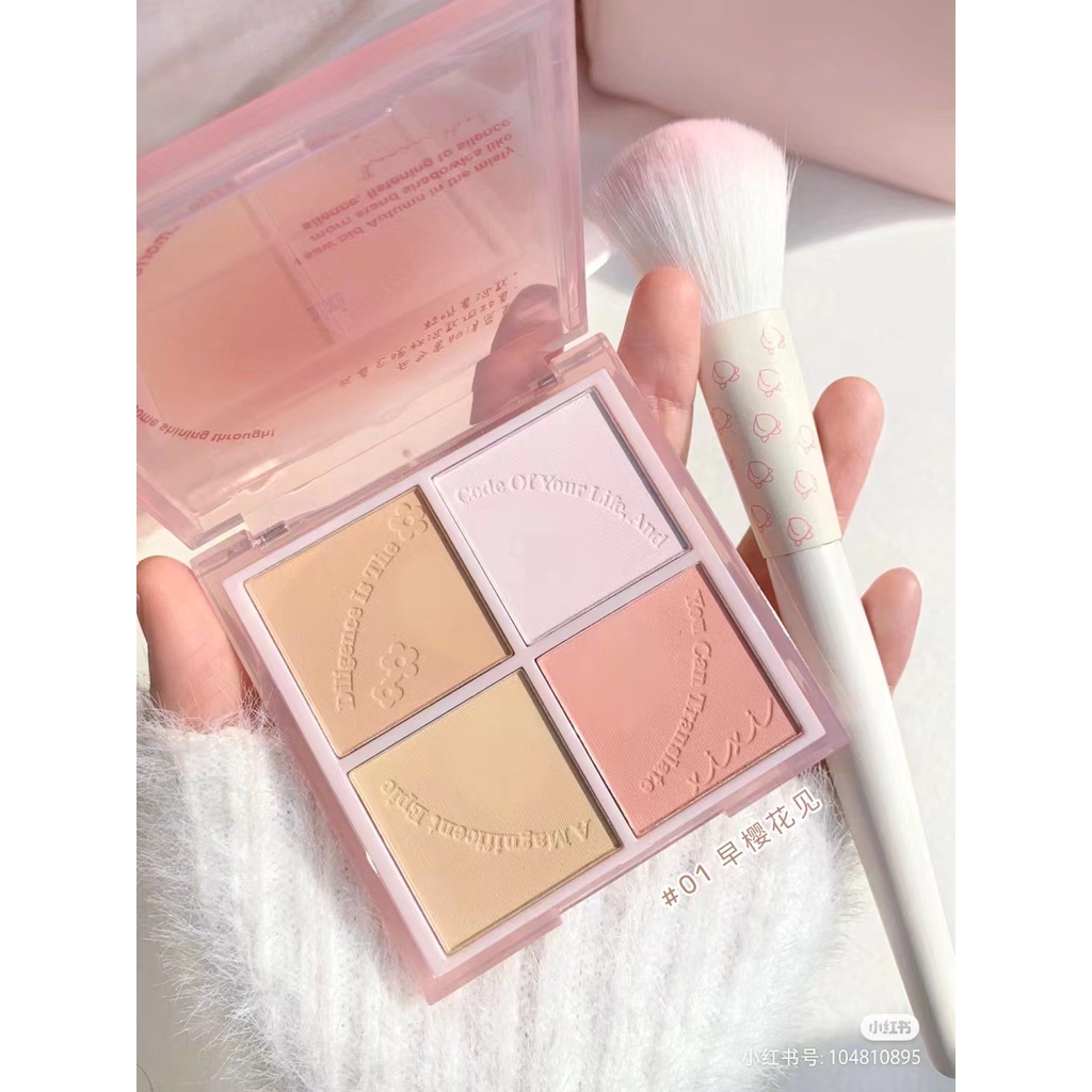 XIXI Phấn Má Hồng XIXI 4 ô Nhũ Sáng Highlight Trang Điểm Tích Hợp Phấn Mắt Nhũ Lìbền màu makeup trang điểm làm đẹp | BigBuy360 - bigbuy360.vn