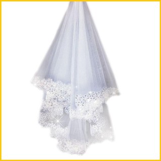 Runny mạng che mặt vải tuyn dài 1 lớp thêu họa tiết lấp lánh 5m cho cô dâu ngày cưới