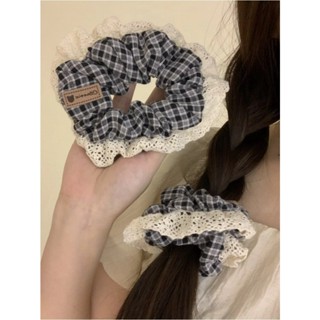 Cổ Điển Kẻ Sọc Ren Đuôi Ngựa Đầu Dây Scrunchies Dây Buộc Tóc Phụ Kiện Tóc