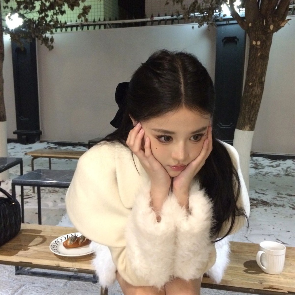 Fujia Áo Khoác Len Dày Dặn Giữ Ấm Mùa Đông Phong Cách niche Thiết Kế Ghép Vải Lông Dành Cho Bạn Nữ