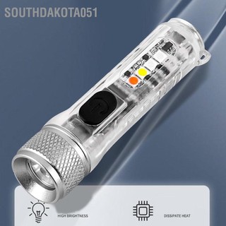 Southdakota051 Đèn pin mini sạc USB 400LM LED có móc khóa cắm trại ngoài trời S11 Hút từ tính mạnh ASTEY Màu trắng trong suốt