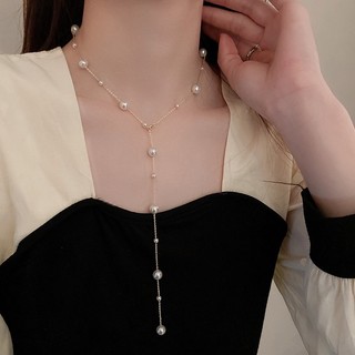 Dây Chuyền Dáng Dài Đính Ngọc Trai Thời Trang Hàn Quốc Đơn Giản