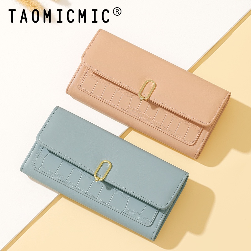 Ví Da pu Cao Cấp Dáng Dài Có Nhiều Ngăn Đựng Thẻ Và Khóa Cài Thời Trang Cho Nữ