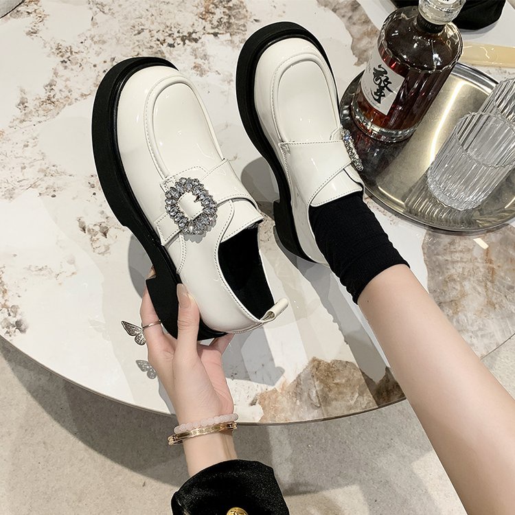 Giày Lười Da pu Mũi Tròn Phong Cách Anh Quốc Thời Trang Cho Nữ