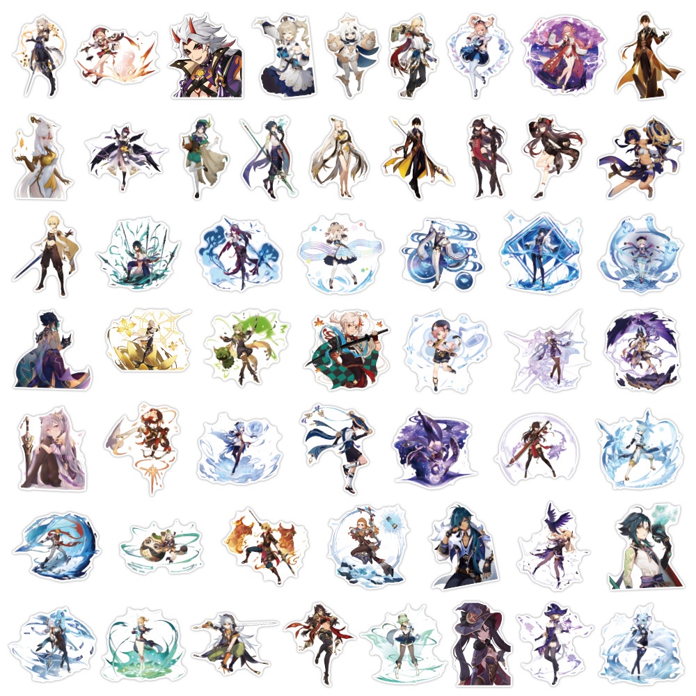 50 Miếng Dán Trang Trí Mũ Bảo Hiểm / Bút Chì Chống Thấm Nước Mẫu Mới Phong Cách game genshin diluc albedo graffiti