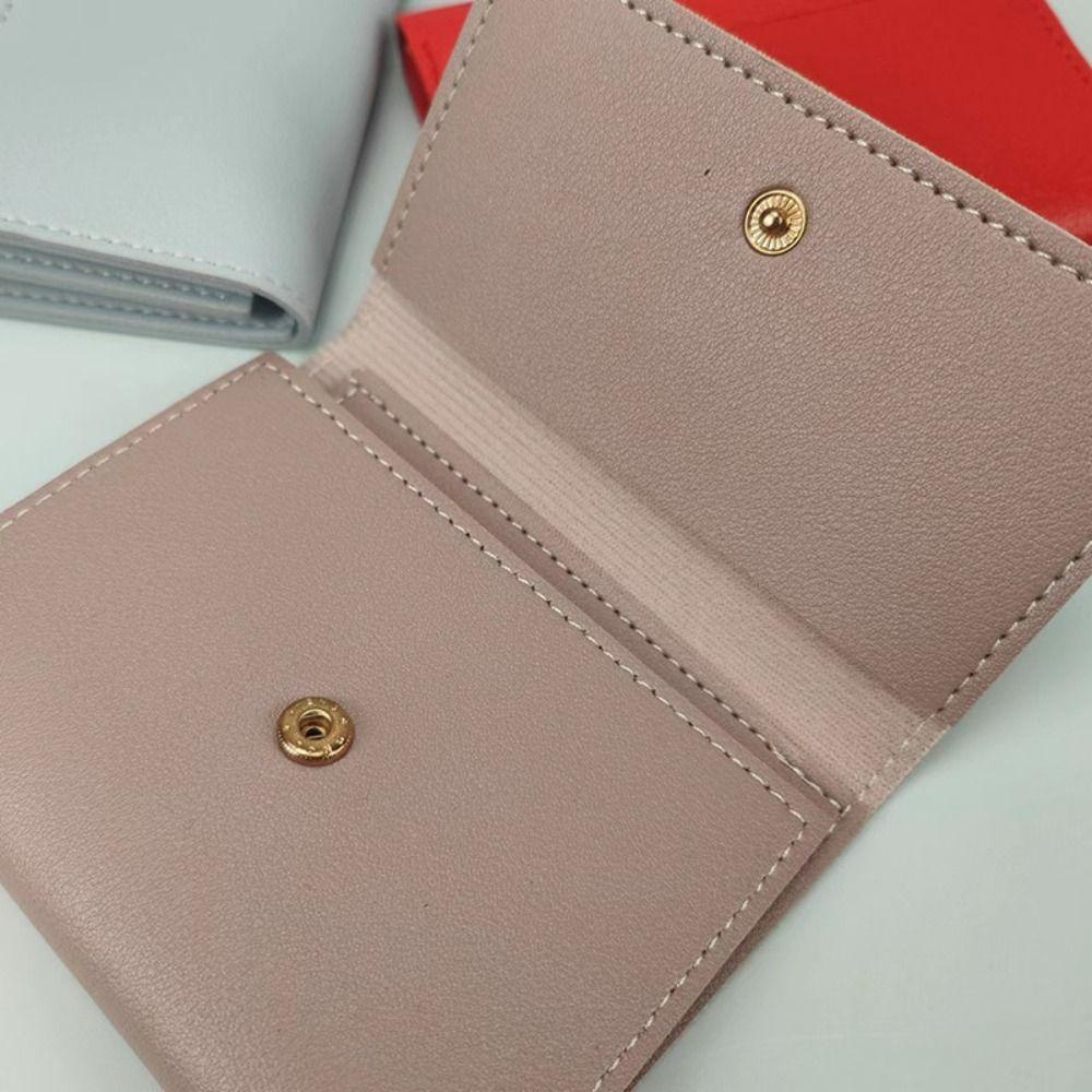 Upstopvn Ví Da pu Ngắn Siêu Mỏng Đựng Thẻ Tín Dụng Ba Ngăn Màu Trơn Đơn Giản Cho Nữ