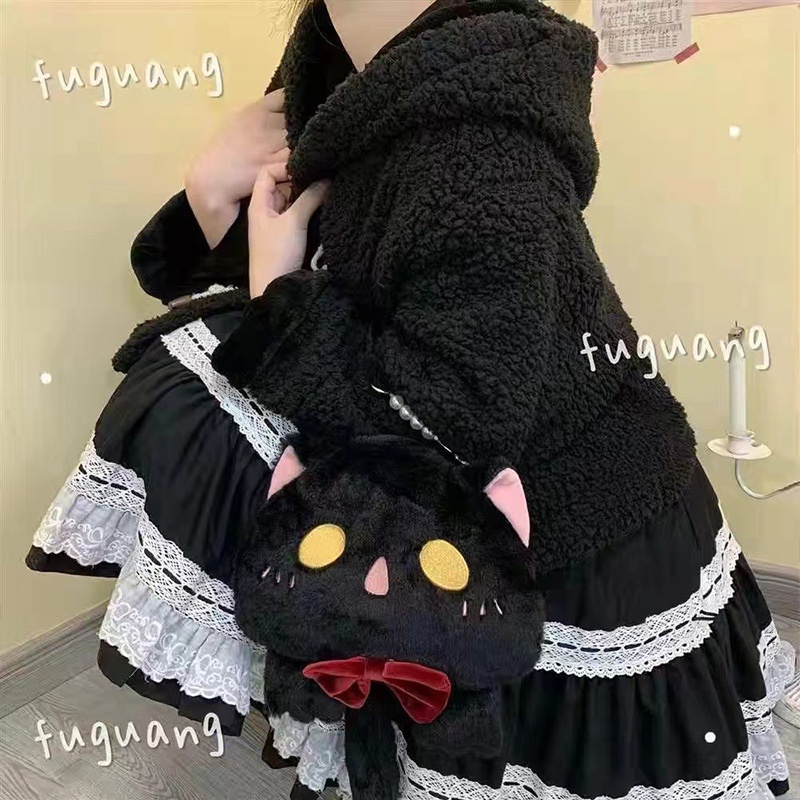 MOUSOON Túi Đeo Chéo Hình Mèo Nhồi Bông Dễ Thương Phong Cách lolita