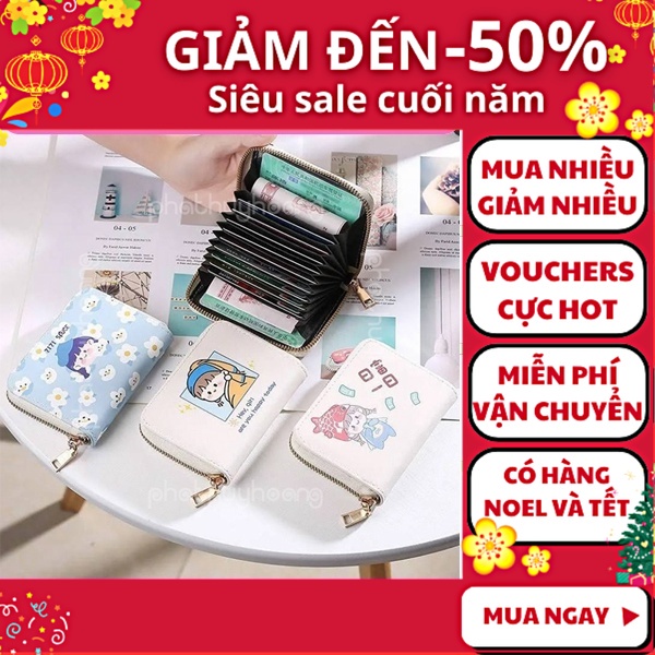 Ví dễ thương nhiều ngăn tiện lợi , bóp 11 ngăn thoải mái đựng thẻ , đựng tiền hoạt tiết đáng yêu - Nguyễn Thùy Store