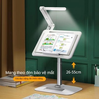Bàn đọc sách để máy tính bảng dạng đứng có đèn đa năng điều chỉnh góc học trên giường