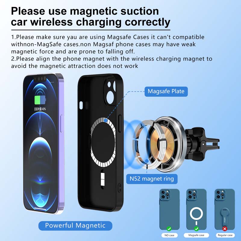Giá Đỡ Sạc Điện Thoại Không Dây qi 15w iphone 15 / 14 / 13 / 12 series Gắn Bảng Điều Khiển Xe Hơi