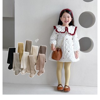 Nubao Quần Tất cotton Màu Trơn Đế Phẳng Xoắn Hình Khoai Tây Chiên Thời Trang Mùa Xuân 2024 Mới Cho Bé Gái