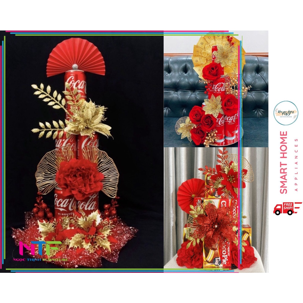 Sỉ 10 set phụ kiện lễ tết phụ kiện tài lộc tháp bánh nước ngọt oản trang trí nhiều phụ kiện hoa lá ngọc thịnh