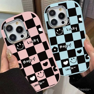 Ốp Điện Thoại Viền Kim Loại Hình Mặt Cười Màu Đen / Trắng Cho Iphone 15promax / 14 / 1311 / xs / xriPhone1 12 11 xs / xr 8plus SRV9