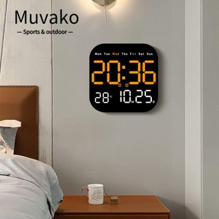 Đồng hồ LED điện tử MUVAKO treo tường hiển thị lịch 12 / 24h điều khiển giọng nói cho phòng ngủ