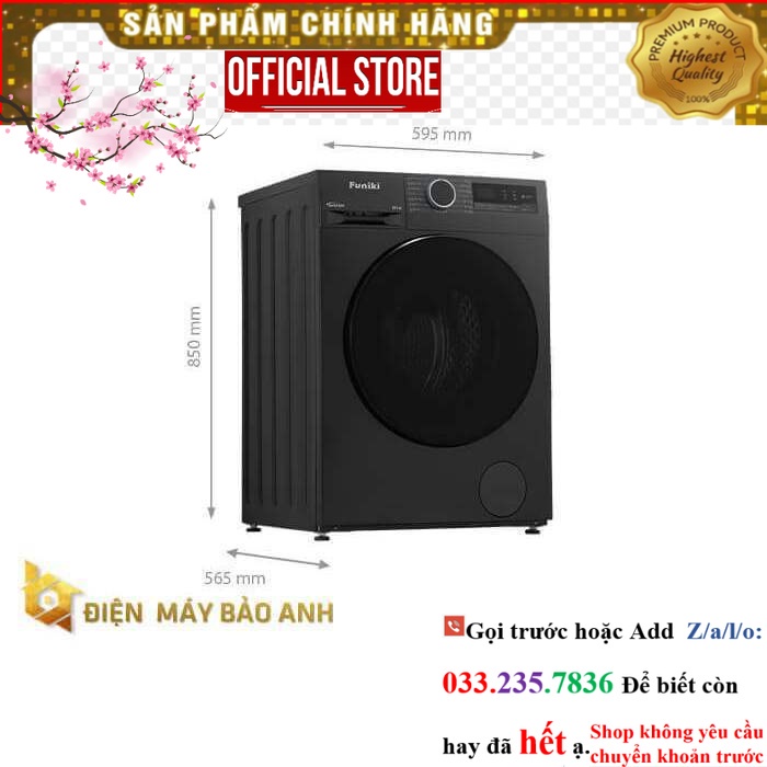 SALE> [Miễn phí giao lắp HN] Máy giặt Funiki 9.5 kg HWM F895ADG cửa trước, màu đen <