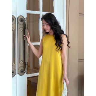 Đầm lụa vàng cộc tay - YV LE & CO