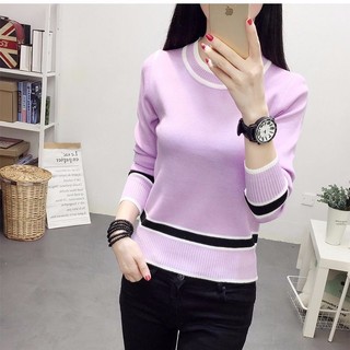 Mùa Xuân Thu Phong Cách Mới Phù Hợp Với Dệt Kim Nữ Dài Tay Đáy Áo Sơ Mi Nữ Slim-fit Chui Đầu Thời Trang