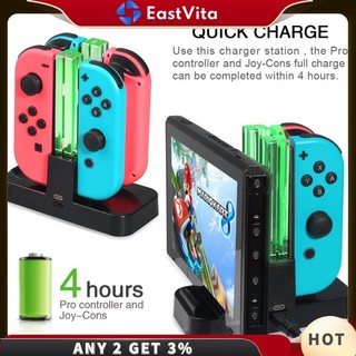 Dock Sạc Đứng 4 Trong 1 USB Có Đèn LED Cho Tay Cầm Chơi Game Nintendo Switch