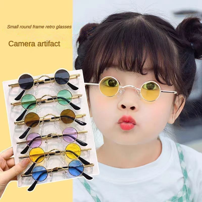 Kính Mát Gọng Kim Loại Tròn Nhỏ Thời Trang Hàn Quốc Cho Bé 3-10 Tuổi